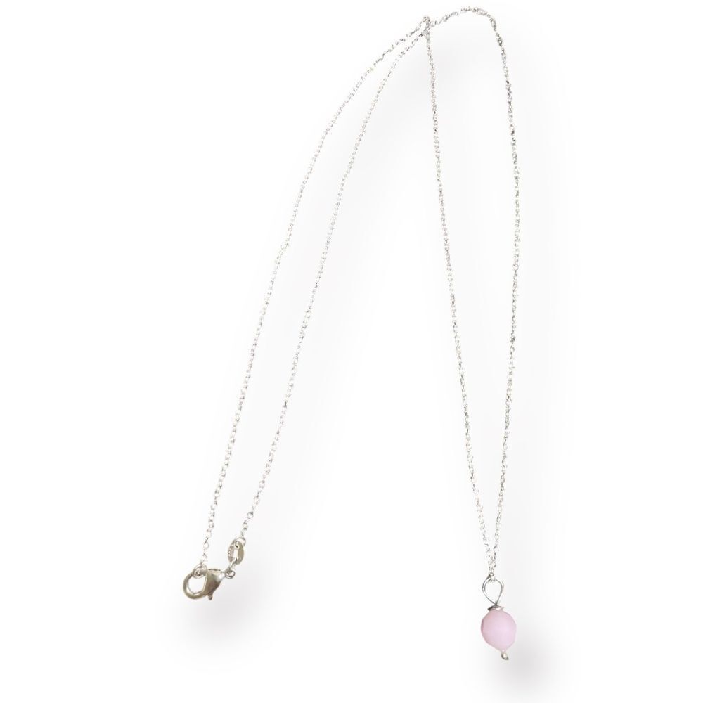 Pink‎ Round Stone Necklace Sterling Silver 925